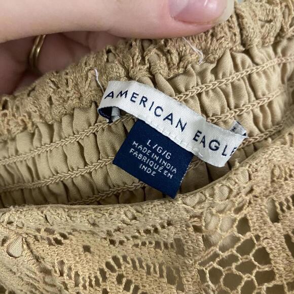 AMERICAN EAGLE light brown lace corset crop top - Picture 3 of 4